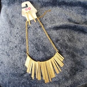 Gold chain and matching earrings